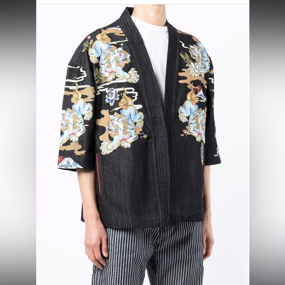 Evisu Komainu Denim Kimono NWOT - Picture 2 of 13